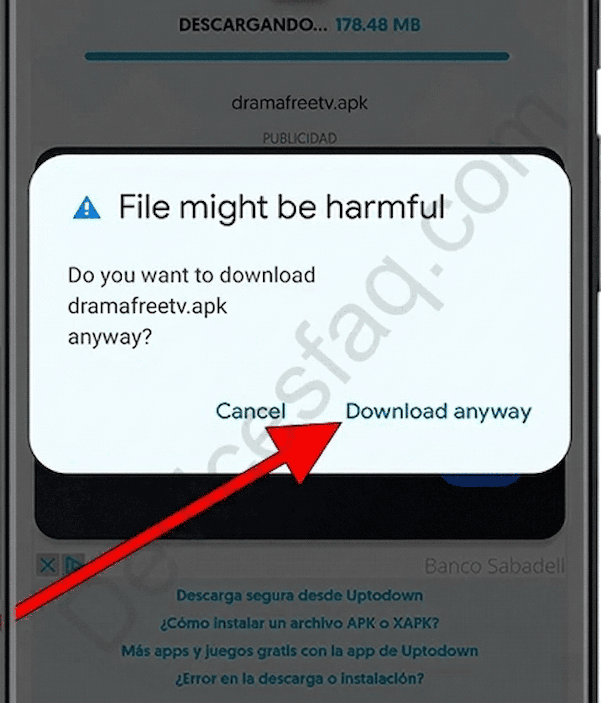 Confirmá la descarga de la APK