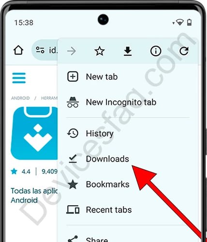Abrí las descargas en Android